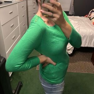 Banana Republic Vibrant Green Women's Sweatshirt with Button Accents